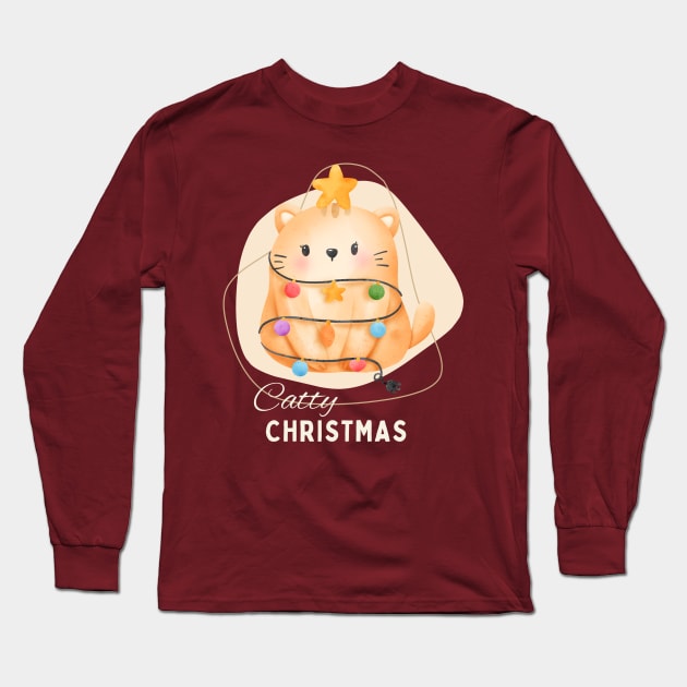 Catty Christmas Long Sleeve T-Shirt by NICHE&NICHE